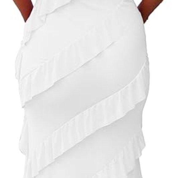 Elegant Ruffle Maxi Cocktail Party Dresses - Picture 4 of 5